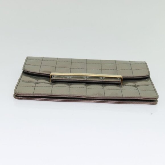 CHANEL Choco Bar Line Chain Hand Bag Enamel Gray Gold CC Auth bs28264 - Picture 6 of 16